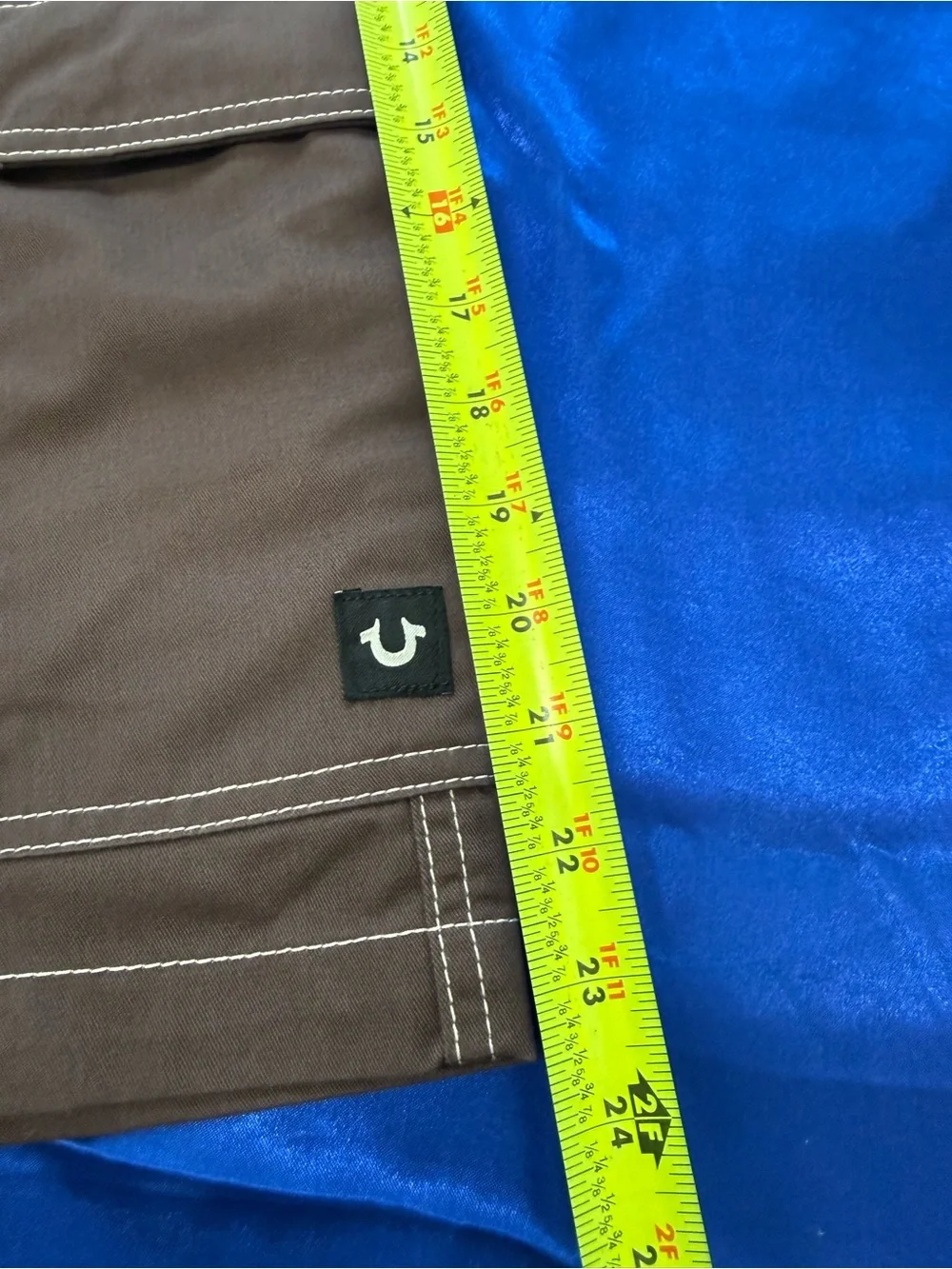 True Religion Brown / Bracken Utility Cargo Shorts with Contrast Stitching - 32